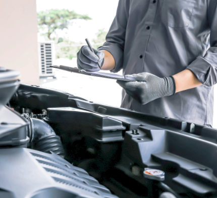 Close-up hand auto mechanic using the wrench to repairing car 